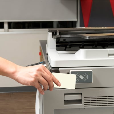 Person scanning badge