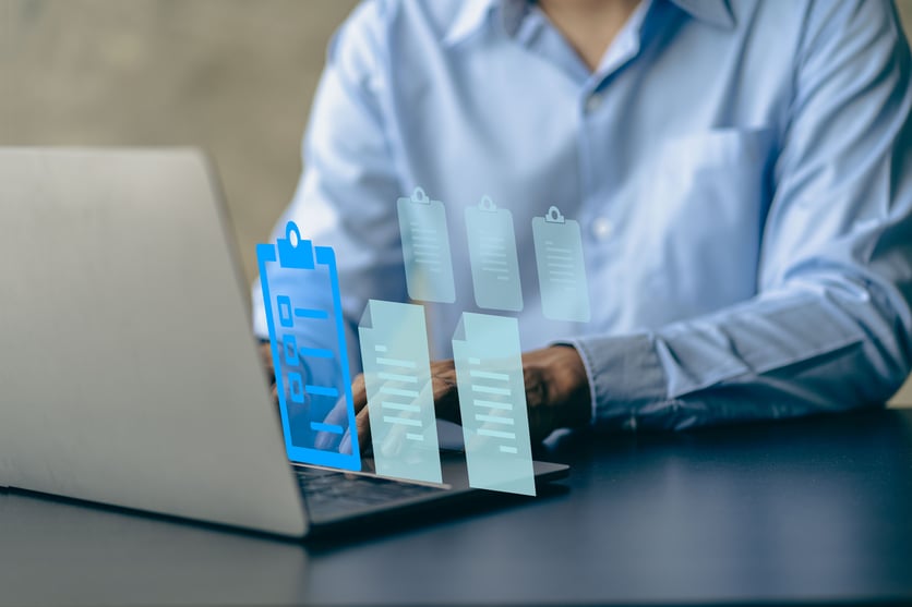 An employee uses her document-management system to streamline workflows