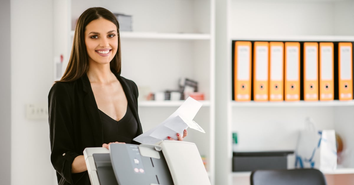 Employee using office printer