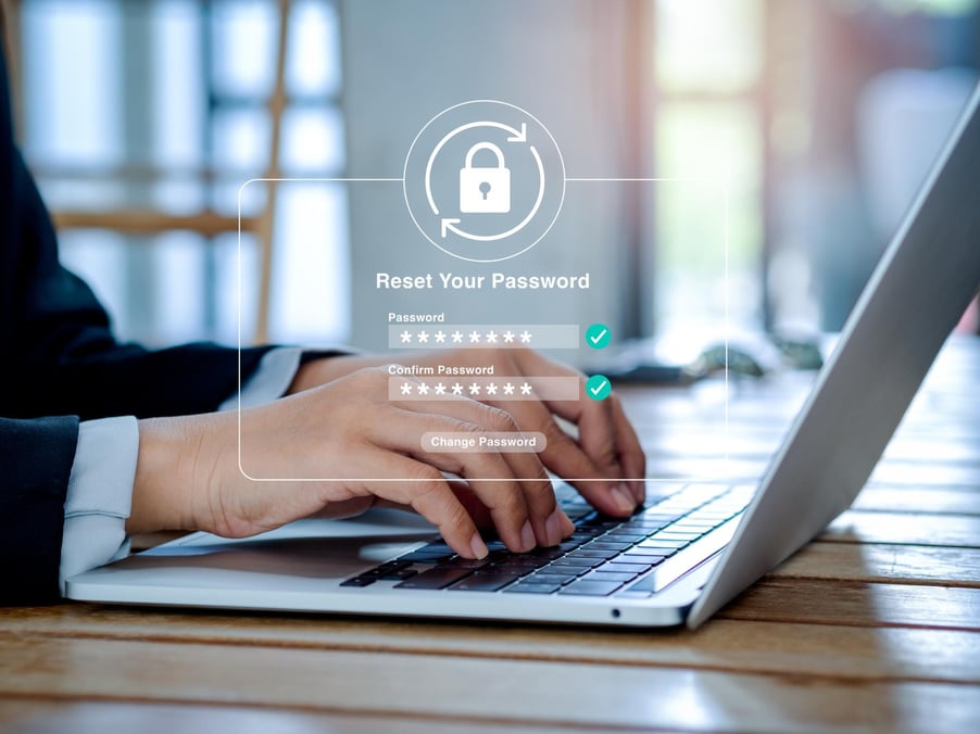 An individual resetting their passwords after the 2025 Infostealers data breach.