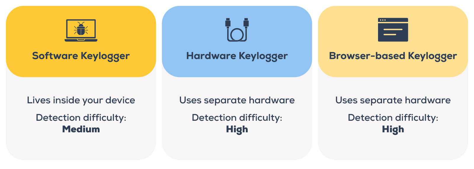 Infographic exploring types of keyloggers.