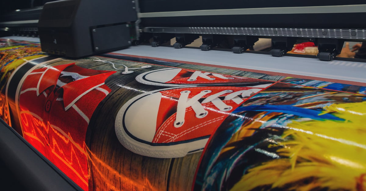 A wide format printer produces a high-quality image.