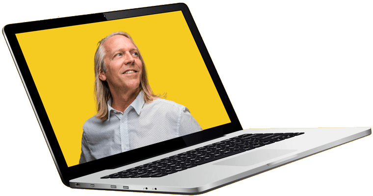 laptop with image of man smiling