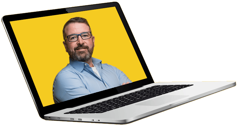 Laptop with individual on screen